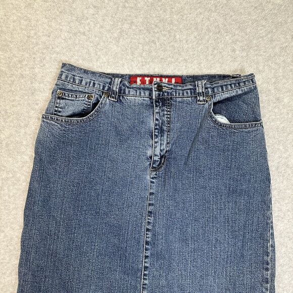 Ethyl Vintage Y2K Long Modest WESTERN Denim Maxi Skirt Size 10‎ Grunge Chambray - Picture 2 of 7